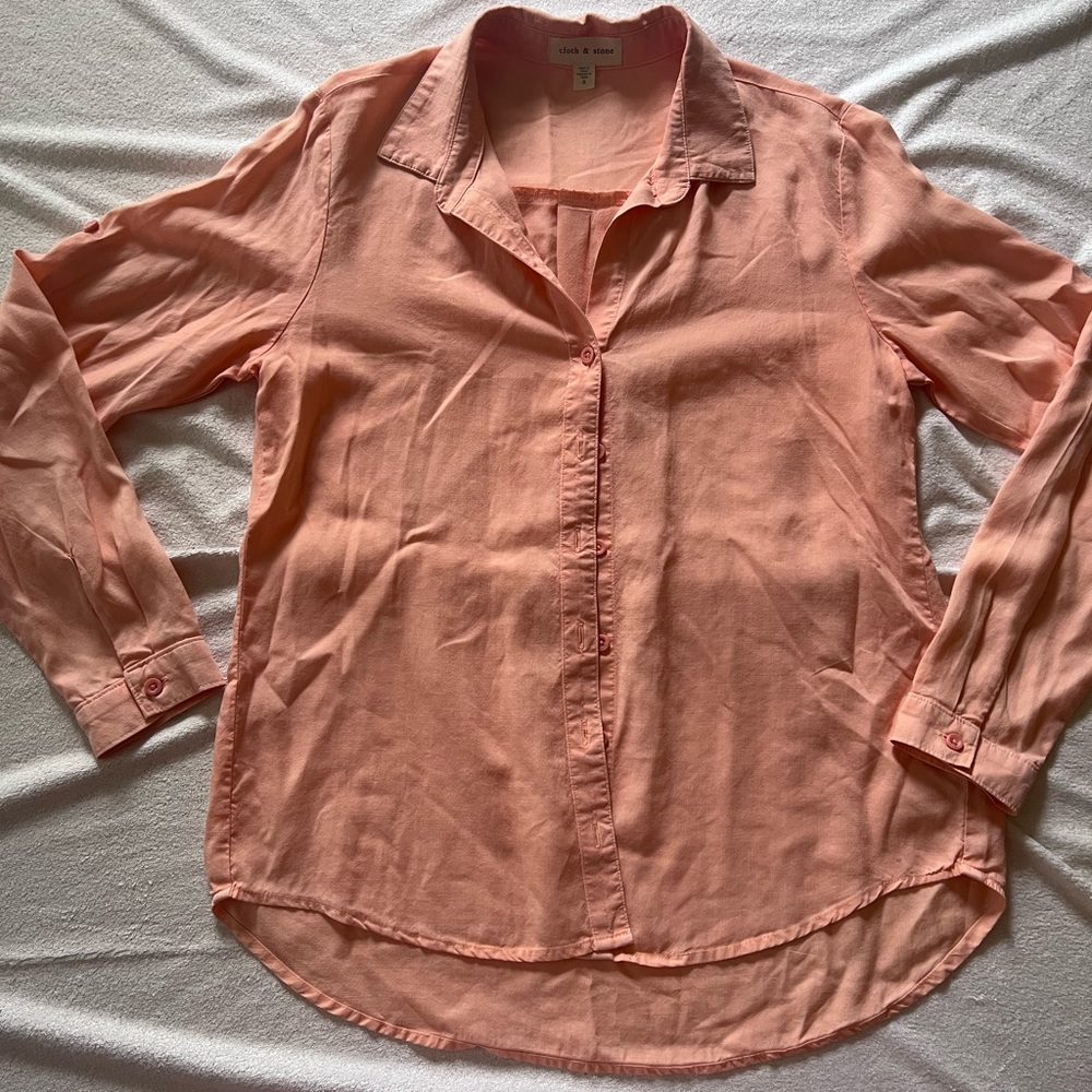 Cloth & Stone Long Sleeve Peach Button-Down Shirt Women SM EUC